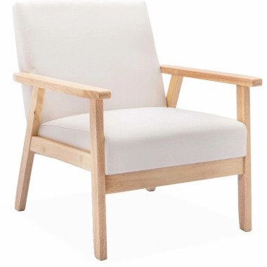 Skandinavischer Sessel Stoff und Hevea-Holz