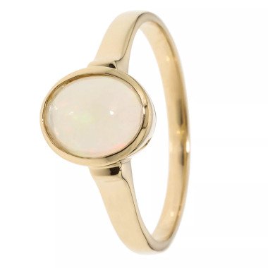 Vergoldeter Ring mit Opal & Solitär-Ring, Afrik. Opal, Silber 925 vergoldet