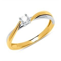 Verlobungsring aus 585er Gelb- und Weißgold mit Diamant