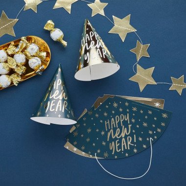 10 Blaue Und Goldene Neujahrs-Partyhüte