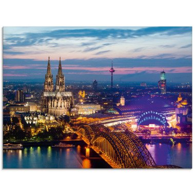 Artland Glasbild »Köln Panorama am Abend«