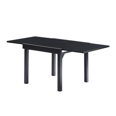 Ausziehbarer Gartentisch aus schwarzem Aluminium