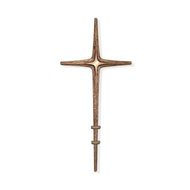 Besonderes Metallkreuz als Grabstein-Ornament Kreuz Siricus / 66x32cm (HxBxT) 