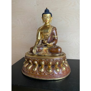 Buddha Skulptur Messing Blattvergoldet Aus Burma