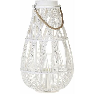 Dekolaterne Bambus/Glas weiß Höhe 56 cm Tonga Weiß