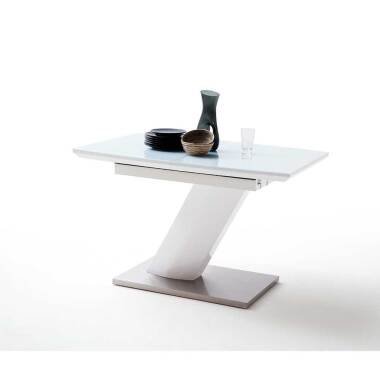 Designer Küchentisch & Design Esstisch mit Säulengestell Weiß Hochglanz