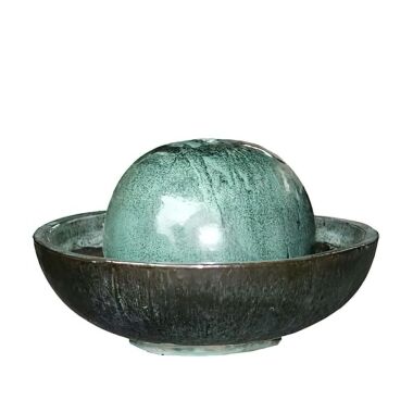 Gartenbrunnen Kugel mit Schale Keramik in