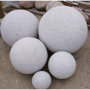Granit-Kugel grau 30er, gestockt, Wasserspiel Komplettset