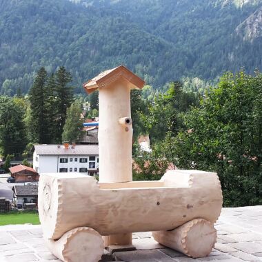 Kunstvoller Alpin Baumstamm Brunnen-Trog