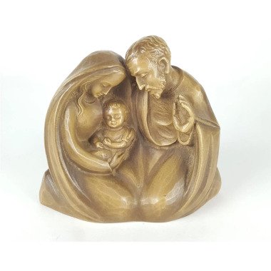 Maria Und Josef Mit Kind Relief Skulptur Heiligenfigur Kunststoff H 13, 4 cm
