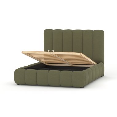 Modernes Bett in Kiefer massiv und HDF 180x200 Olive