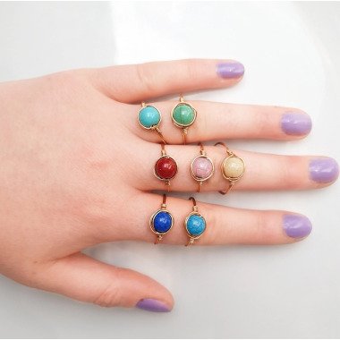 Perlen Ring | Gold Oder Silberfarbener Draht| Marmor Perle|Schmuck Minimalisti