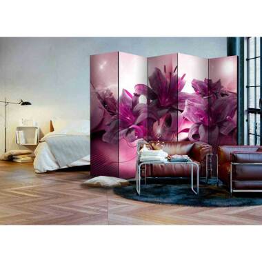 Raumteiler Paravent mit violetten Lilien 5 Elementen