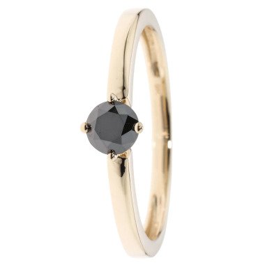 Solitär-Ring, Black Star Schwarzer Dia.,Gold 375  18 x schwarzer Diamant