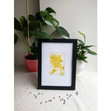 Sonnenblume | A4 Handgedruckter Linoldruck