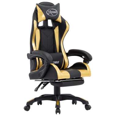 vidaXL Gaming-Stuhl mit Fußstütze Golden