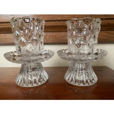 Vintage Kristall Kerzenhalter, Kristallglas
