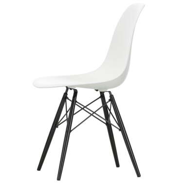 Vitra Eames Plastic Side Chair DSW, Ahorn schwarz / weiß (Kunststoffgleiter ba