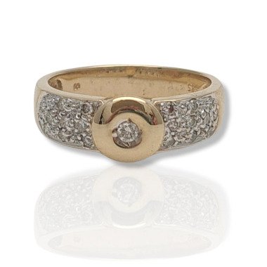 Bicolor-Ring & Ring 585 Gold 14 Kt Bicolor Diamant Brillant 0, 25 Ct Wert 930