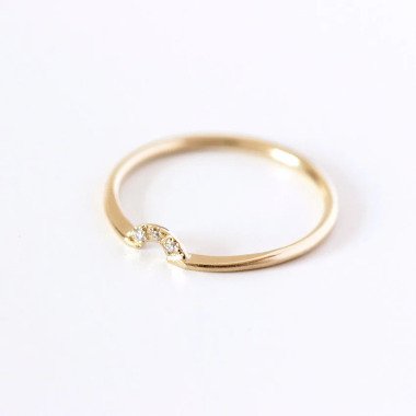 Gold-Ehering aus Gold & Diamant Krone Ring, Drei Diamanten Ehering, Nesting