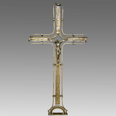 Grabkreuz mit Jesus aus Schmiedebronze Riziero