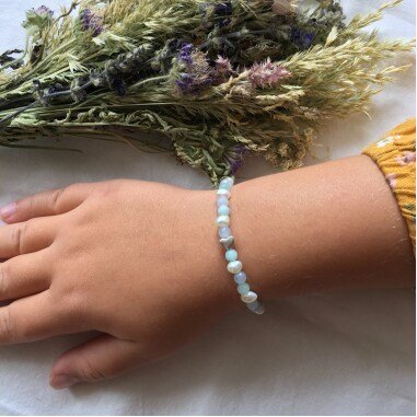 Perlenarmband Für Kind, Süsswasserperlen Armband Mädchen, Edelsteinarmband