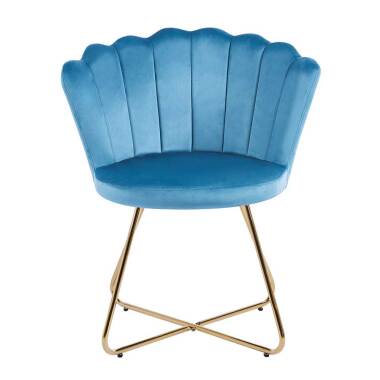 Samt Stuhl Set Muschelform in Blau und Gold