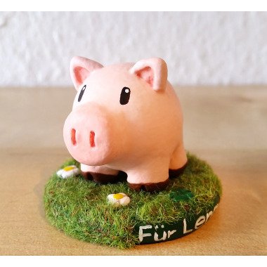 Figur Schwein Glücksbringer Glücksschweinchen versilbert Dekofigur Geschenk 