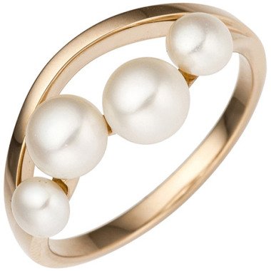 SIGO Damen Ring 585 Rotgold Rosegold 4 Süßwasser Perlen Perlenring Rosegoldrin