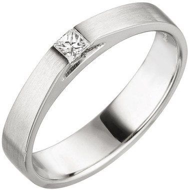 SIGO Damen Ring 950 Platin matt 1 Diamant Princess Schliff 0,07 ct. Platinring