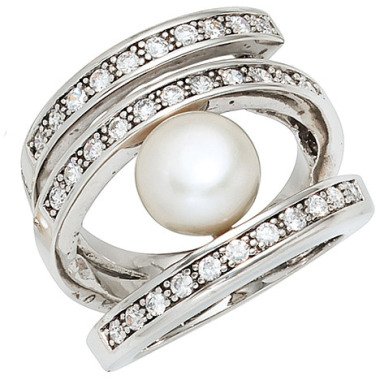 SIGO Damen Ring breit 925 Silber rhodiniert