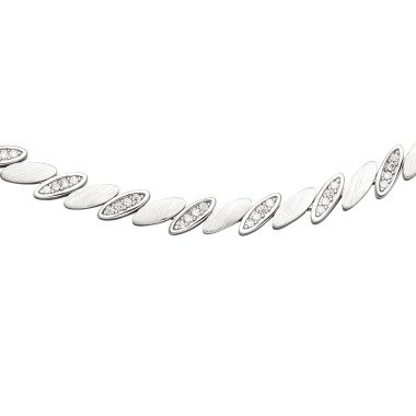 Silberkette in Silber & Collier Halskette 925 Silber matt 144 Zirkonia 45 cm Kette Silberkette CJ