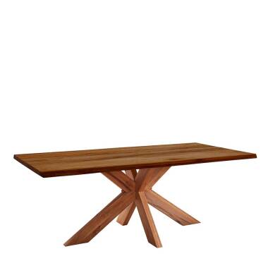 Tisch mit Spider Gestell aus Zerreiche Massivholz natürlicher Baumkante