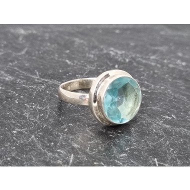 Topas-Ring mit Topas & Großer Blauer Topas Ring Mit Fassung Aus 925Er Silber