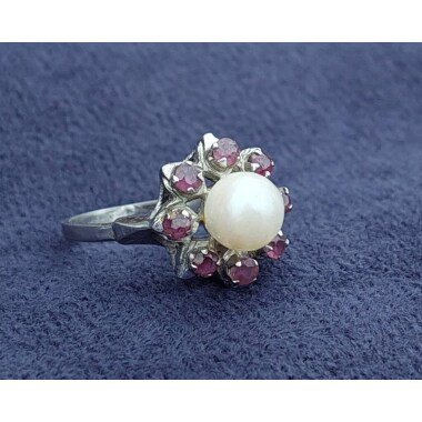 Vintage 925Er Silber Ring Perlenring Perlenschmuck Silberring Mit Perle Gr 13