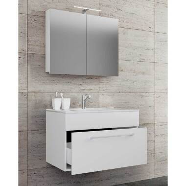 Waschplatz mit Spiegelschrank in Weiß die