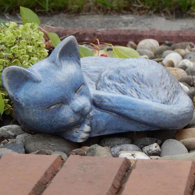 Würdevolle Katzenurne für den Außenbereich aus Keramik - Veteli / Blau