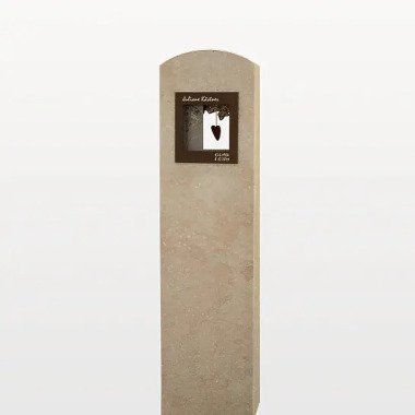 Ausgefallener Grabstein & Doppelgrab Grabstein in Kalkstein & Bronze mit
