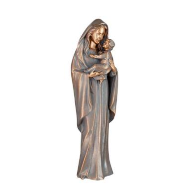 Bronze Figur Maria Mutter Gottes Madonna die Seelige / Gewand weiss