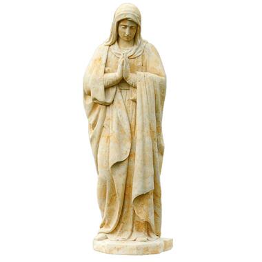 Große Grabschmuck Skulptur Madonna Steinguss Maria Glora / Portland Weiß