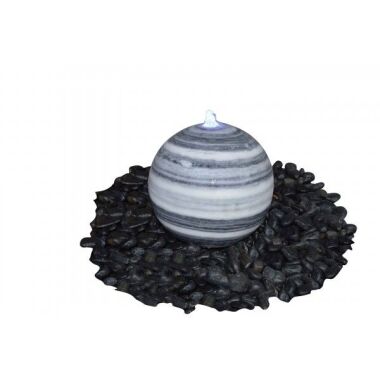 Marmor-Kugel grau-weiß 50er, poliert, Wasserspiel