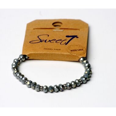 Modeschmuck in Grau & Modeschmuck Armband von Sweet7 aus Glasperlen in Grau  Silber