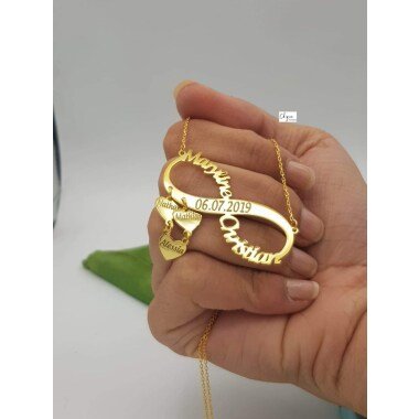 Namenskette Gold aus Metall & Infinity Halskette Mit Namen Aus 925 Silber