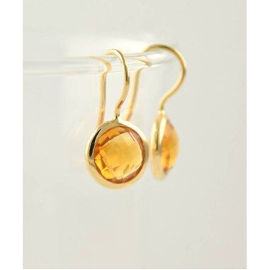 Ohrhaken aus Gold & Hängeohrringe Gold Mit Citrin, Ohrringe 18 Kt Und
