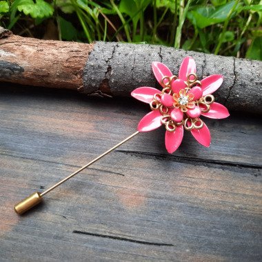 Pink Emaille Blume Anstecknadel Rosa Und