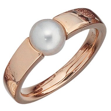 SIGO Damen Ring 585 Gold Rotgold 1 Süßwasser Perle Goldring Perlenring