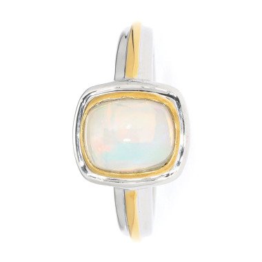 Solitär-Ring, Afrikanischer Opal, .Si. 925 bicolor 17 Afrikanischer Opal