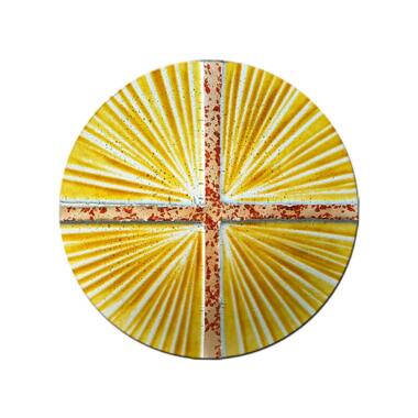 Strahlendes rundes Glasornament mit Kreuz in modernen Farben Glasornament R-31