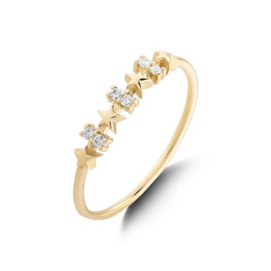 14K Gold 6 Diamant Stern Ring/Halbe Ewigkeit