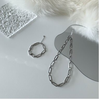 Armband aus Metall & Papierclip Kette Halskette 70 Mm Trending Silber Armband
